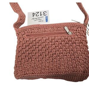 The Sak Crochet Crossbody Handbag Dusty Rose Lightweight Day Bag boho hippie